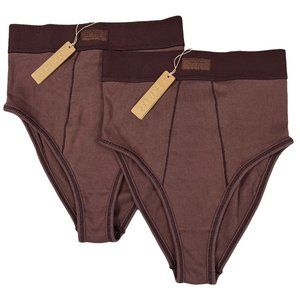 Lot of 2 - SKIMS Cotton Rib Briefs Garnet Women’s XXS